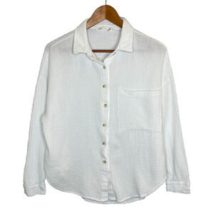 Women's Medium Altar'd State White 100% Cotton Gauze Button Down Shirt
